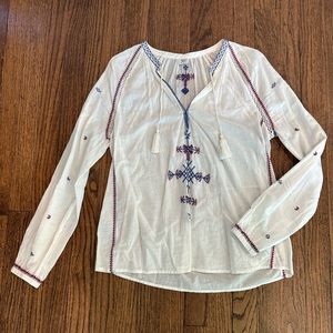 Sunday Best White Embroidered Peasant Blouse